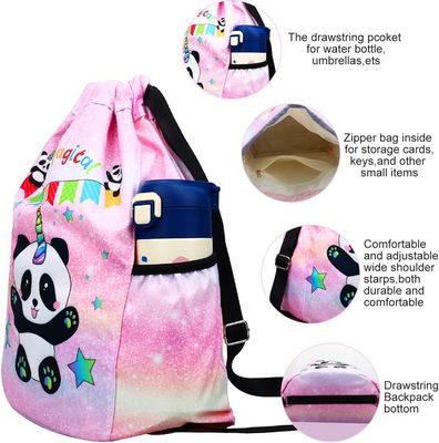 Gym Beach Swim Travel Panda Mini Bag Backpack untuk Anak Dengan 2 Tempat Botol Air