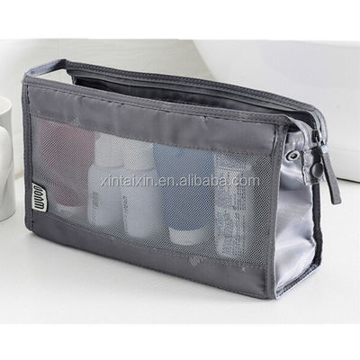 Penjualan panas pabrik langsung tas perlengkapan mandi bening poliester dan tas rias jala tas kosmetik kecantikan ramah lingkungan