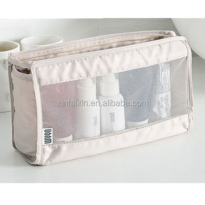 Penjualan panas pabrik langsung tas perlengkapan mandi bening poliester dan tas rias jala tas kosmetik kecantikan ramah lingkungan