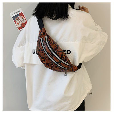 Serpentine Tas Pinggang Wanita Fashion Fanny Pack PU Hip Bum Tas Wanita Sabuk Kantong Saku Dompet untuk Kartu Telepon