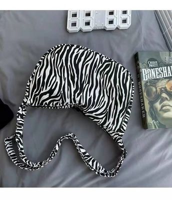 Fashion Leopard Cetak Tas Kanvas Ramah Lingkungan Desain Zebra Wanita Tas Bahu Tunggal Kapasitas Besar