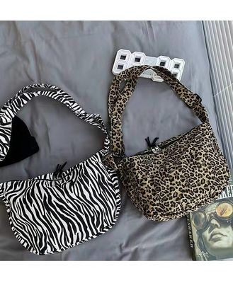 Fashion Leopard Cetak Tas Kanvas Ramah Lingkungan Desain Zebra Wanita Tas Bahu Tunggal Kapasitas Besar