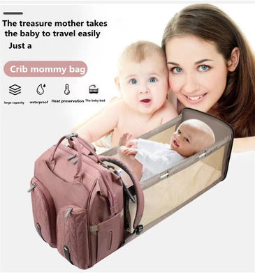 600D Travel Mommy Backpack Nursing Diaper Bag Lipat Tempat Tidur