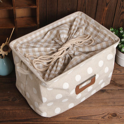 Cotton Linen Portable Square Dirty Cloth Storage Bag Hamper Ramah Lingkungan