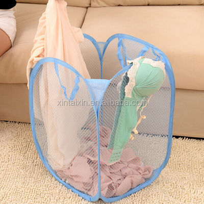 Portable Colorful Lipat Mesh Laundry Basket Reusable Dirty Cloths Bag