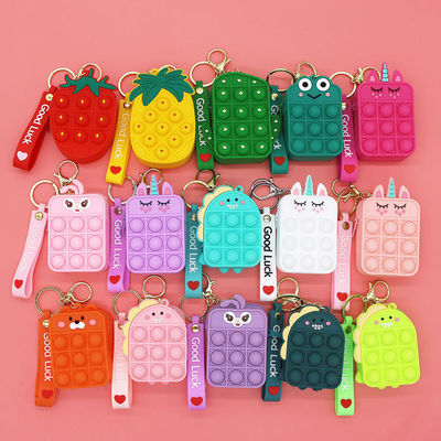 Fidget Push Gelembung Mainan Rainbow Unicorn Dompet Koin Dompet Wanita Silika Tas Selempang