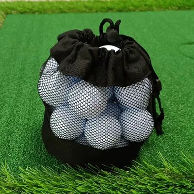 Polyester Sports Drawstring Bag Mesh Pocket Net Pouch Untuk Penyimpanan Bola Tenis Golf