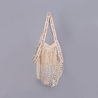 Tas Jaring Besar Katun Organik Womens Shopping Mesh Bags Dengan Saku Logo Kustom