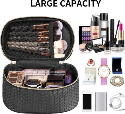 Tas Makeup Perjalanan Tas Kosmetik untuk Wanita Portable Tahan Air Makeup Organizer Tas Perlengkapan Mandi Tas 3 Pack Hitam