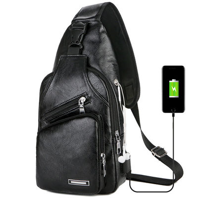 USB Charging Chest Bag With Headset Hole Men's Single Strap Anti Theft Adjustable