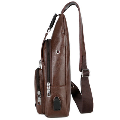 USB Charging Chest Bag With Headset Hole Men's Single Strap Anti Theft Adjustable