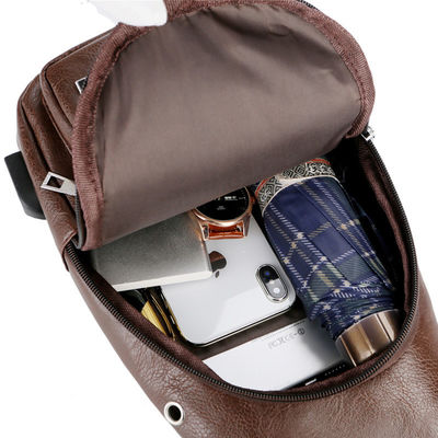 USB Charging Chest Bag With Headset Hole Men's Single Strap Anti Theft Adjustable