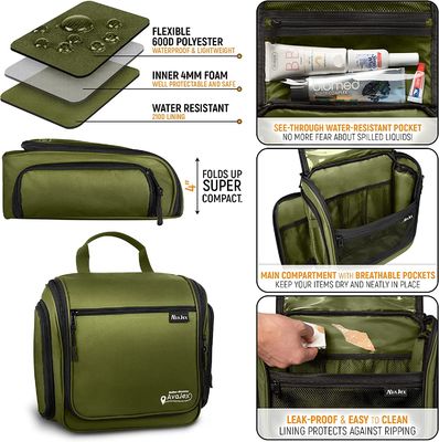 Tas Perlengkapan Mandi Travel Gantung Besar untuk Pria dan Wanita Tas Tahan Air dengan Kait untuk Kosmetik Rias Perlengkapan Mandi