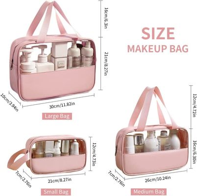 Shockproof pelindung &amp; Storage Clear Travel Perlengkapan Mandi Tas Makeup Tas Transparan Menggantung Organizer untuk Wanita