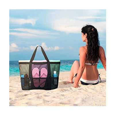 Wanita Mesh Tas Transparan Lapisan Ganda Pelestarian Panas Besar Tas Pantai Piknik