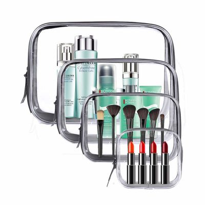 Tas Kosmetik Bening Tahan Air PVC Ritsleting Perlengkapan Mandi Membawa Kantong Tas Rias Portabel Set Tas Organizer untuk Perjalanan
