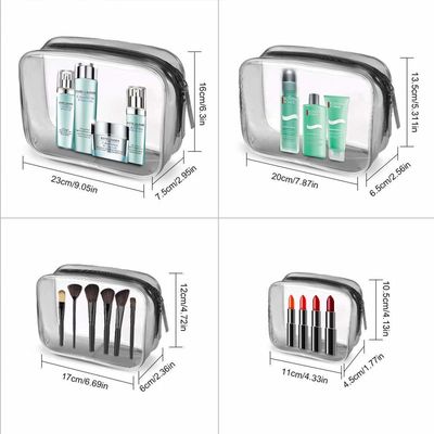 Tas Kosmetik Bening Tahan Air PVC Ritsleting Perlengkapan Mandi Membawa Kantong Tas Rias Portabel Set Tas Organizer untuk Perjalanan