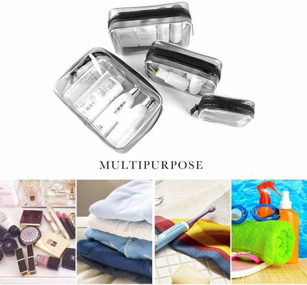 Tas Kosmetik Bening Tahan Air PVC Ritsleting Perlengkapan Mandi Membawa Kantong Tas Rias Portabel Set Tas Organizer untuk Perjalanan