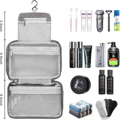 Tas kosmetik portabel wanita kapasitas besar ritsleting lapis ganda tas kosmetik perjalanan tas perlengkapan mandi pria dengan pembagi