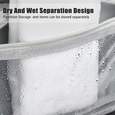 Tas kosmetik portabel wanita kapasitas besar ritsleting lapis ganda tas kosmetik perjalanan tas perlengkapan mandi pria dengan pembagi