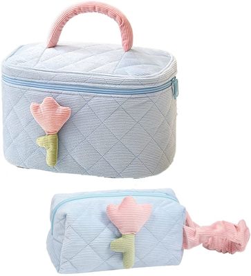 Set Tas Rias Korduroi Lembut Tas Rias Tas Organizer Tas Rias Lucu Anti Guncangan Besar Cocok untuk la