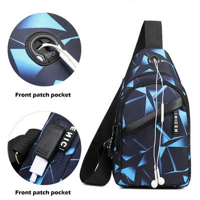 Pria Anti Pencurian Tas Dada Perjalanan Singkat Messenger Tas USB Pengisian Crossbody