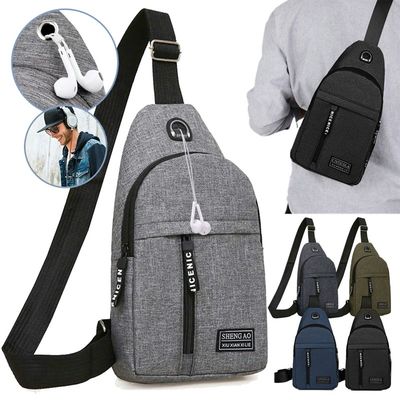 Pria Anti Pencurian Tas Dada Perjalanan Singkat Messenger Tas USB Pengisian Crossbody