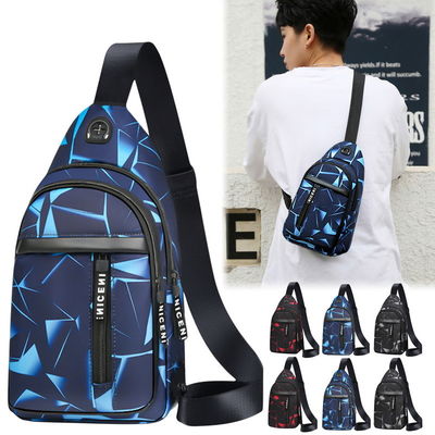 Pria Anti Pencurian Tas Dada Perjalanan Singkat Messenger Tas USB Pengisian Crossbody