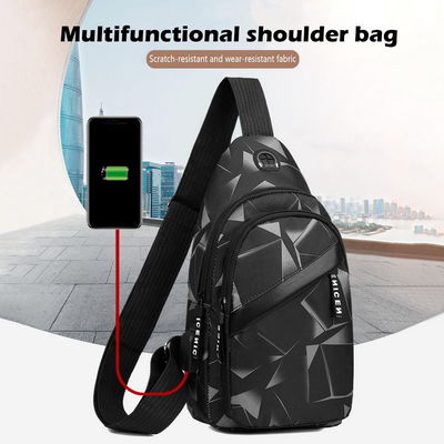 Pria Anti Pencurian Tas Dada Perjalanan Singkat Messenger Tas USB Pengisian Crossbody