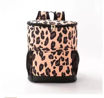Leopard Canvas Insulated Cooler Backpack Tahan Air Tas Piknik Pengiriman Makanan