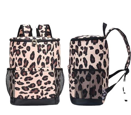 Leopard Canvas Insulated Cooler Backpack Tahan Air Tas Piknik Pengiriman Makanan