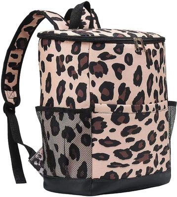 Leopard Canvas Insulated Cooler Backpack Tahan Air Tas Piknik Pengiriman Makanan