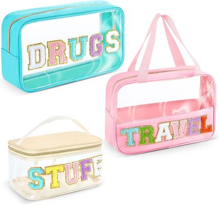 Tas Rias Bening Tas Rias Transparan Tas Patch PVC Tahan Air Portable Glitter Tas Kosmetik Tas Perlengkapan Mandi Perjalanan