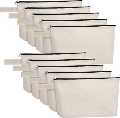 Tas Rias Katun Kanvas dengan Bagian Bawah, Tas Kosmetik Serba Guna dengan Ritsleting