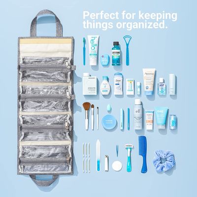 Lager Kapasitas Perlengkapan Mandi Tas 4 Kit Menggantung Roll-Up Tas Makeup/Perlengkapan Perlengkapan Mandi/Travel Organizer untuk Wanita