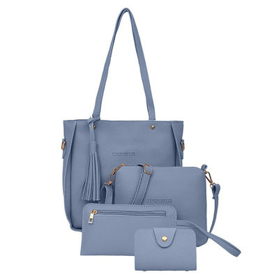 4 Pcs/Set Wanita PU Tas Selempang Kulit Tas Bahu Wanita Dompet