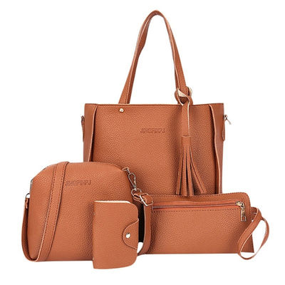 4 Pcs/Set Wanita PU Tas Selempang Kulit Tas Bahu Wanita Dompet
