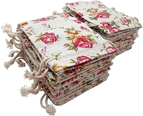 Tas Serut Goni Bunga Kantong Tas Hadiah Tas Kantong Perhiasan untuk Kerajinan DIY Pesta Pernikahan, 5X7 Inci