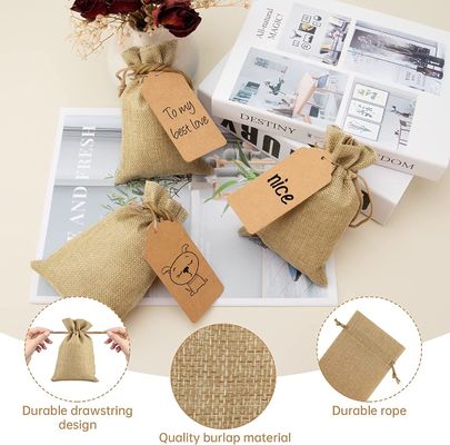 Tas Serut Goni Bunga Kantong Tas Hadiah Tas Kantong Perhiasan untuk Kerajinan DIY Pesta Pernikahan, 5X7 Inci