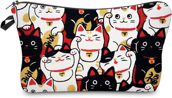 Tas Kosmetik Lucky Cat untuk Tas Rias Wanita Perjalanan Tas Perlengkapan Mandi Tahan Air Aksesoris Organizer