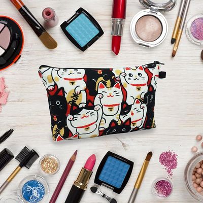 Tas Kosmetik Lucky Cat untuk Tas Rias Wanita Perjalanan Tas Perlengkapan Mandi Tahan Air Aksesoris Organizer