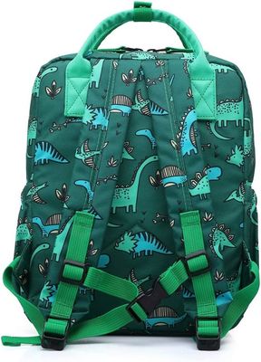 Ransel Dinosaurus Unicorn Tas Buku Sekolah Anak Laki-laki Anak-anak TK Pembibitan Tas Travel dengan Tali Dada (Hijau Di