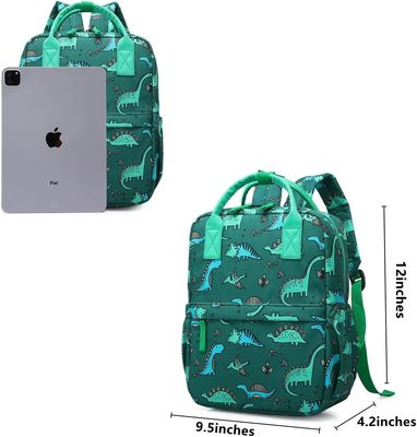 Ransel Dinosaurus Unicorn Tas Buku Sekolah Anak Laki-laki Anak-anak TK Pembibitan Tas Travel dengan Tali Dada (Hijau Di