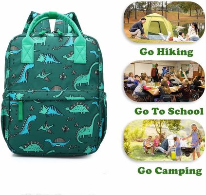 Ransel Dinosaurus Unicorn Tas Buku Sekolah Anak Laki-laki Anak-anak TK Pembibitan Tas Travel dengan Tali Dada (Hijau Di