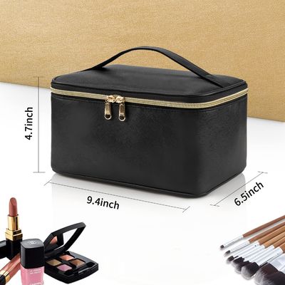 Tas Rias, Tas Kosmetik Portabel, Wadah Rias Perjalanan Berkapasitas Besar, Tas Rias Hitam untuk Tas Perlengkapan Mandi Wanita