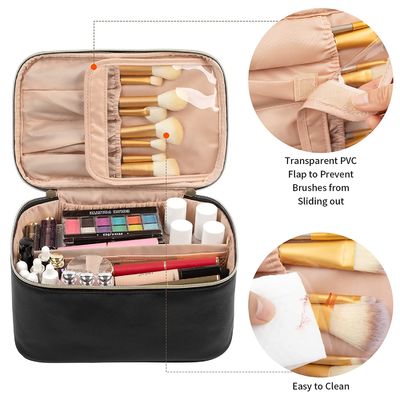 Tas Rias, Tas Kosmetik Portabel, Wadah Rias Perjalanan Berkapasitas Besar, Tas Rias Hitam untuk Tas Perlengkapan Mandi Wanita
