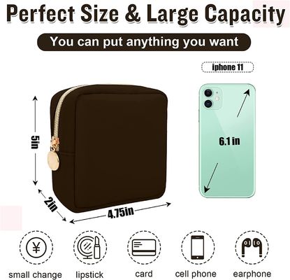 Nilon Tas Rias Mini untuk Dompet, Tas Rias Lucu Kecil Rapi Tas Kantong Ritsleting Kosmetik, Kantong Koin Perjalanan Tahan Air