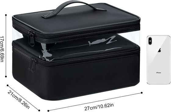 Lager kapasitas tas makeup tas kosmetik tahan air hitam untuk bepergian