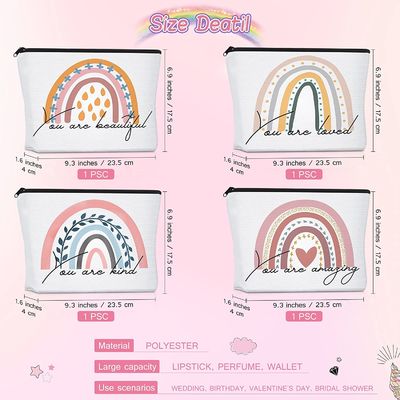 Rainbow Tas Kosmetik 4 Pieces Inspirational Quotes Tas Kosmetik Kanvas