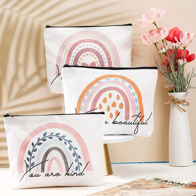 Rainbow Tas Kosmetik 4 Pieces Inspirational Quotes Tas Kosmetik Kanvas